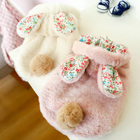 HKM-799059 Floral Rabbit Cotton Dog Coat with Big Ears for Pets - XS to XL Sizes Available
