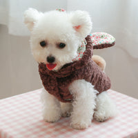 HKM-799059 Floral Rabbit Cotton Dog Coat with Big Ears for Pets - XS to XL Sizes Available