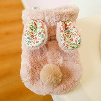 HKM-799059 Floral Rabbit Cotton Dog Coat with Big Ears for Pets - XS to XL Sizes Available