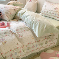 HKM-799059 Pure Cotton Four-Piece Bedding Set with Floral and Plant Patterns for Dorm Room Use