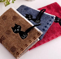 HKM-799315 Cotton Cat Face Towel with Embroidered Tail Design, 25x50cm