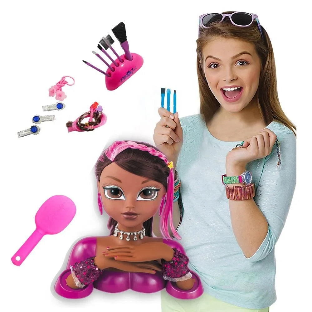 32 Inch Black Head Doll with Makeup Accessories for Pretend Play - Ideal for Kids Ages 2 to 13