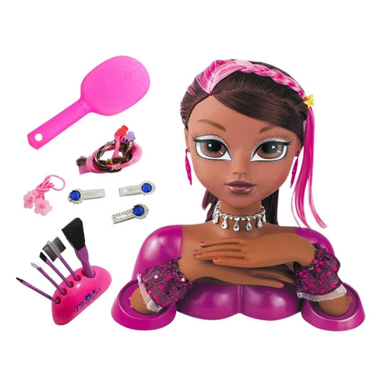 32 Inch Black Head Doll with Makeup Accessories for Pretend Play - Ideal for Kids Ages 2 to 13