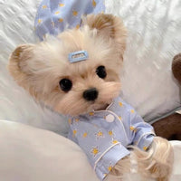 HKM-799379 Korean Blue Star-Patterned Cotton Pajama Suit for Pets