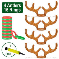 HKM-799507 Inflatable Reindeer Antler Hat Ring Toss Game - Holiday Fun for Families and Kids