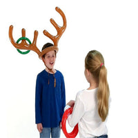 HKM-799507 Inflatable Reindeer Antler Hat Ring Toss Game - Holiday Fun for Families and Kids