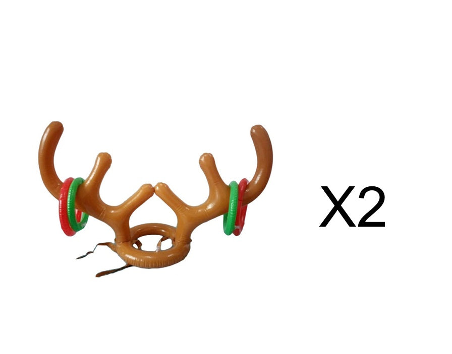 HKM-799507 Inflatable Reindeer Antler Hat Ring Toss Game - Holiday Fun for Families and Kids