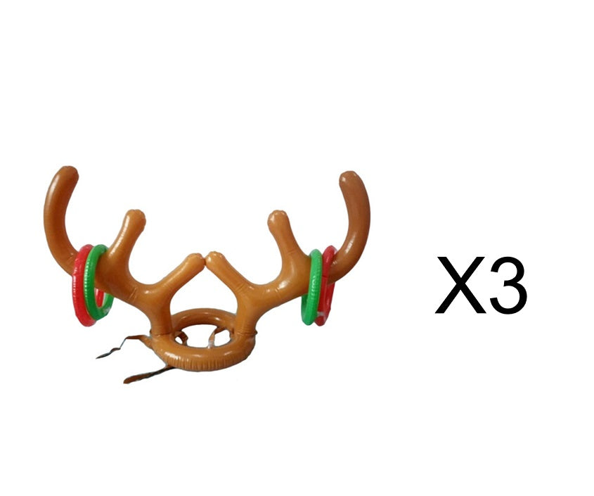 HKM-799507 Inflatable Reindeer Antler Hat Ring Toss Game - Holiday Fun for Families and Kids