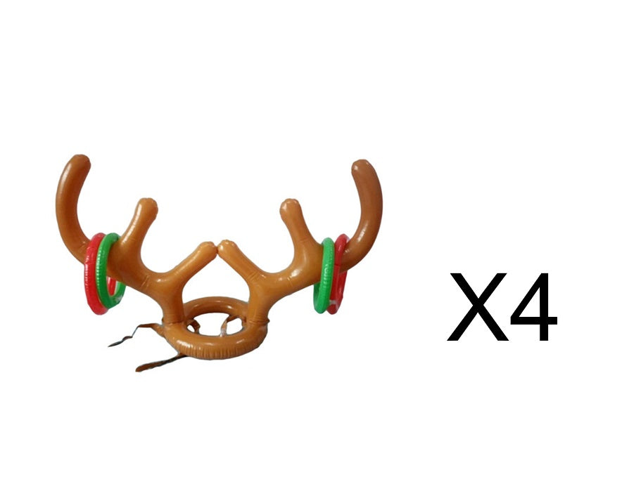 HKM-799507 Inflatable Reindeer Antler Hat Ring Toss Game - Holiday Fun for Families and Kids