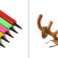 HKM-799507 Inflatable Reindeer Antler Hat Ring Toss Game - Holiday Fun for Families and Kids