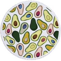 HKM-799571 Avocado Floral Round Microfiber Beach Towel for Summer Fun