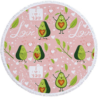 HKM-799571 Avocado Floral Round Microfiber Beach Towel for Summer Fun