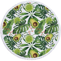 HKM-799571 Avocado Floral Round Microfiber Beach Towel for Summer Fun