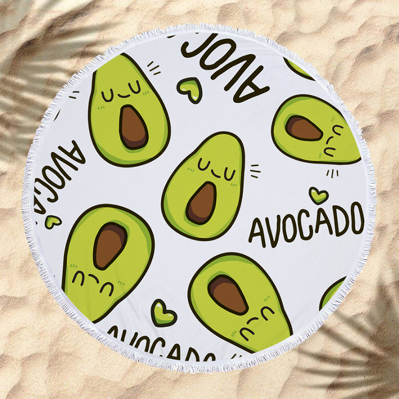 HKM-799571 Avocado Floral Round Microfiber Beach Towel for Summer Fun
