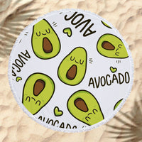 HKM-799571 Avocado Floral Round Microfiber Beach Towel for Summer Fun