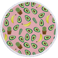 HKM-799571 Avocado Floral Round Microfiber Beach Towel for Summer Fun