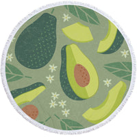 HKM-799571 Avocado Floral Round Microfiber Beach Towel for Summer Fun