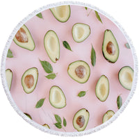 HKM-799571 Avocado Floral Round Microfiber Beach Towel for Summer Fun