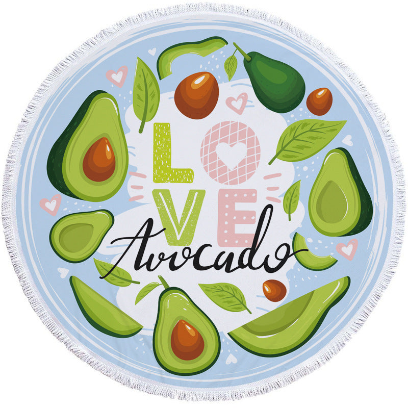 HKM-799571 Avocado Floral Round Microfiber Beach Towel for Summer Fun