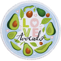 HKM-799571 Avocado Floral Round Microfiber Beach Towel for Summer Fun