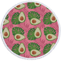 HKM-799571 Avocado Floral Round Microfiber Beach Towel for Summer Fun