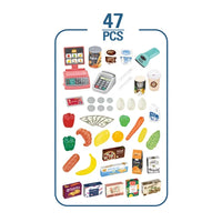 HKM-799571 Kids Supermarket Play Set with Cash Register, Battery Operated Light and Music, Plastic Toy for Girls Age 3+