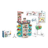 HKM-799571 Kids Supermarket Play Set with Cash Register, Battery Operated Light and Music, Plastic Toy for Girls Age 3+