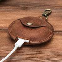 HKM-799635 Leather Clamshell Headphone Case for Huawei Freebuds 3 in Brown, Dark Brown, Royal Blue, and Burgundy