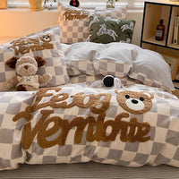 HKM-799891 Cotton Embroidered Four-Piece Bedding Set with Fitted Sheet and Pillowcases in Various Sizes