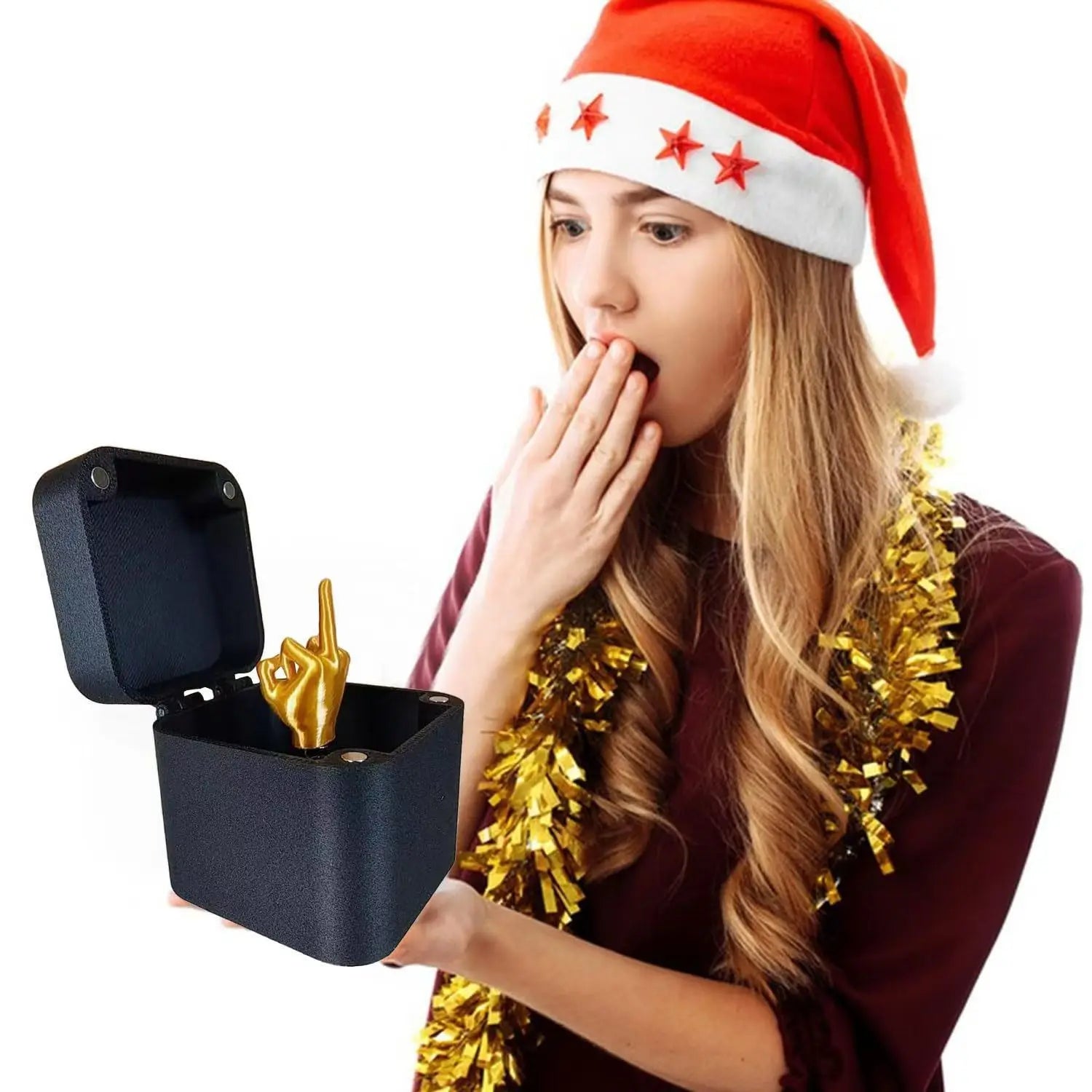 HKM-799891 Creative 3D Printed Middle Finger Gift Box - Fun Prank for Home Decoration