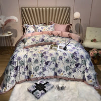 HKM-799891 Elegant 80 Tencel Luxury Bedding Set with Patch Embroidery - Multiple Designs and Sizes Available