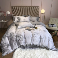 HKM-799891 Elegant 80 Tencel Luxury Bedding Set with Patch Embroidery - Multiple Designs and Sizes Available