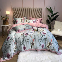 HKM-799891 Elegant 80 Tencel Luxury Bedding Set with Patch Embroidery - Multiple Designs and Sizes Available