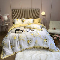 HKM-799891 Elegant 80 Tencel Luxury Bedding Set with Patch Embroidery - Multiple Designs and Sizes Available