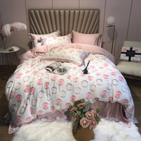 HKM-799891 Elegant 80 Tencel Luxury Bedding Set with Patch Embroidery - Multiple Designs and Sizes Available