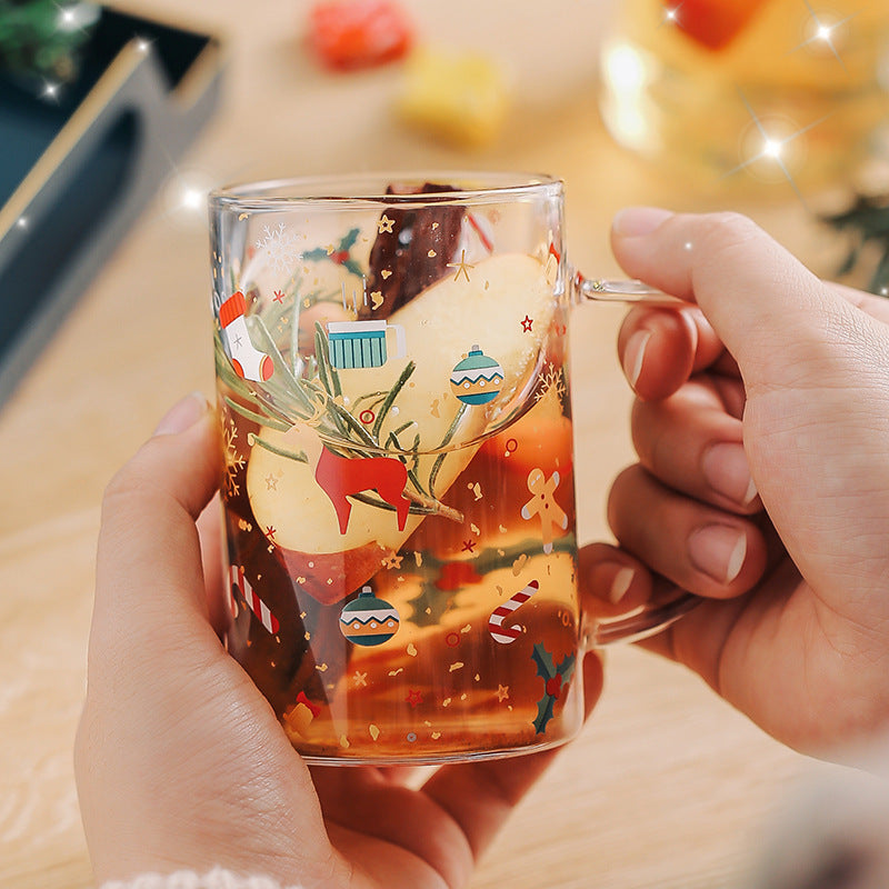 HKM-800019 Creative Snowman Glass Cup for the Holidays - High Temperature Resistant Drinkware