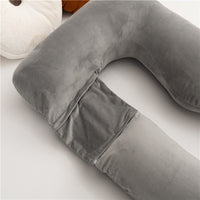 HKM-800211 Detachable Multifunctional Pregnancy Pillow for Belly and Lumbar Support - 147x77cm Crystal Velvet Gray