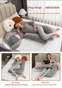 HKM-800211 Detachable Multifunctional Pregnancy Pillow for Belly and Lumbar Support - 147x77cm Crystal Velvet Gray