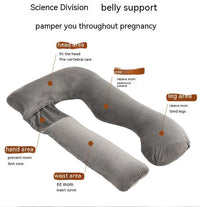 HKM-800211 Detachable Multifunctional Pregnancy Pillow for Belly and Lumbar Support - 147x77cm Crystal Velvet Gray