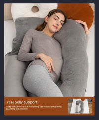 HKM-800211 Detachable Multifunctional Pregnancy Pillow for Belly and Lumbar Support - 147x77cm Crystal Velvet Gray