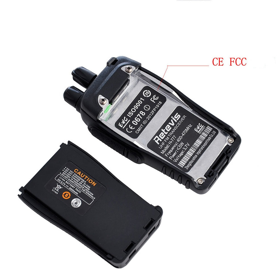 KTX-800595 Single Frequency Walkie Talkie Model H777 - UHF 400-470MHz, 1000mAh Li-ion Battery, Compact Design