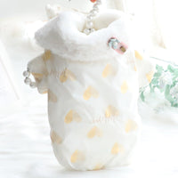 HKM-800723 Cute Embroidered Teddy Bichon Pet Outfit in Mushroom and Love Colors, Double-Layer Fabric for Warmth
