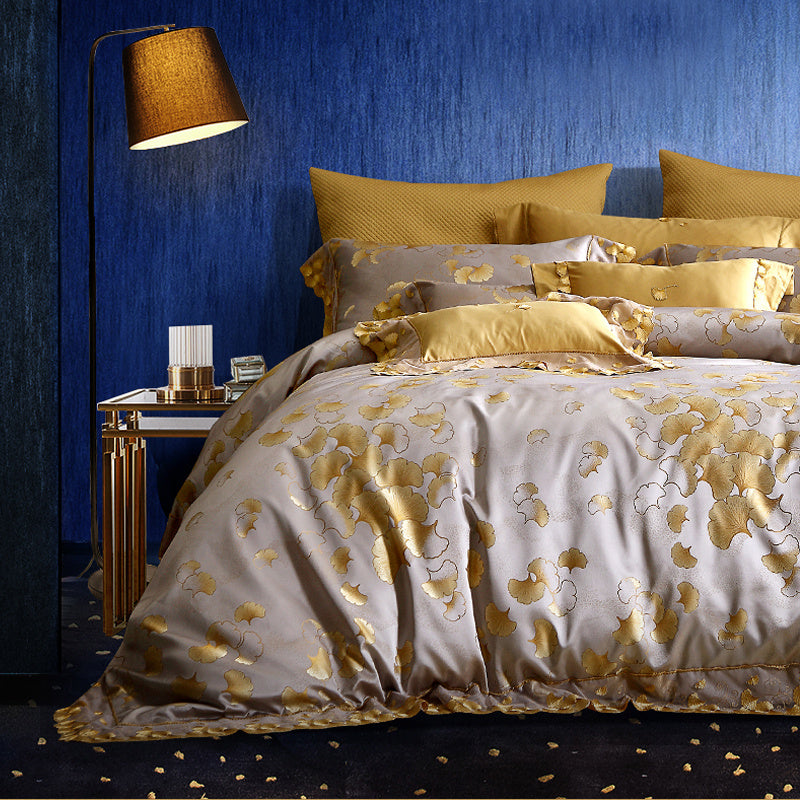 HKM-800723 Luxurious Cotton Jacquard Floral Bedding Set - Available in Multiple Sizes