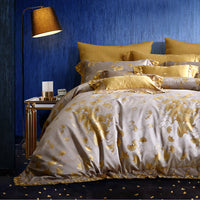 HKM-800723 Luxurious Cotton Jacquard Floral Bedding Set - Available in Multiple Sizes