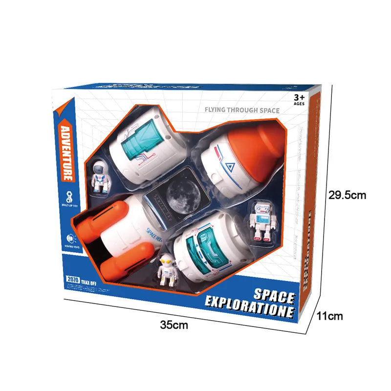 Educational Space Exploration Shuttle Toy with Sound & Music for Kids, Building Blocks Set for Ages 2-7
