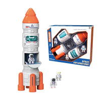 HKM-800851 Educational Space Exploration Shuttle Toy with Sound & Music for Kids, Building Blocks Set for Ages 2-7