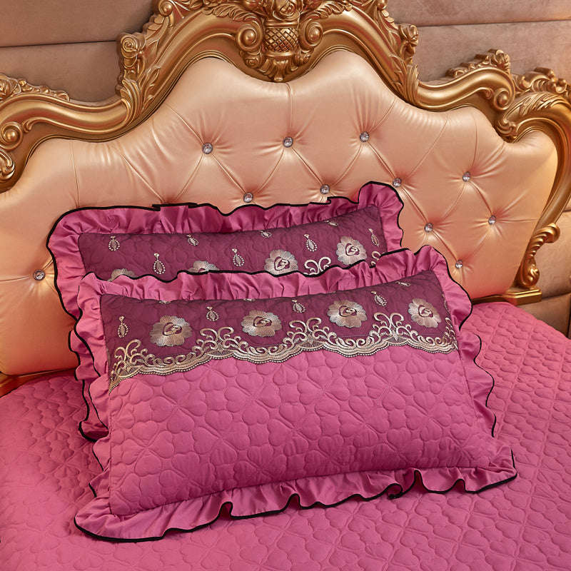 HKM-800851 Lace Quilted Thickened Single Pillowcase - Polyester 48cmx74cm in Multiple Colors