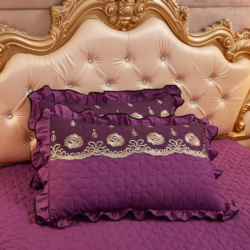 HKM-800851 Lace Quilted Thickened Single Pillowcase - Polyester 48cmx74cm in Multiple Colors
