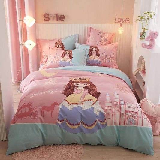 HKM-801043 Cartoon-Themed Cotton Bedding Set for Boys and Girls - Four-Piece Collection