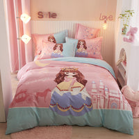 HKM-801043 Cartoon-Themed Cotton Bedding Set for Boys and Girls - Four-Piece Collection